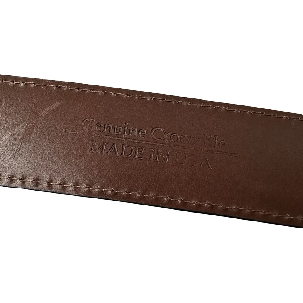 Bespoke Black Genuine Crocodile Mens 1.25 Inch Width Belt Size 34 NWOT USA